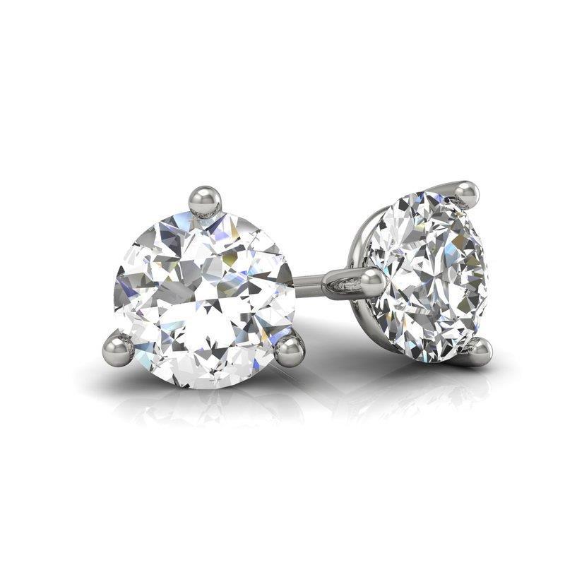 2 Carats Prong Set Round Solitaire Diamond Women Stud Earring - Stud Earrings-harrychadent.ca