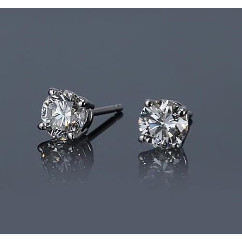 Diamond Stud Earring 1.20 Carats White Gold 14K Round F Vs1 - Stud Earrings-harrychadent.ca