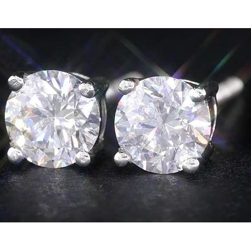Diamond Studs 2 Carats White Gold - Stud Earrings-harrychadent.ca