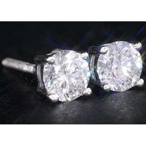 Diamond Studs 2 Carats White Gold - Stud Earrings-harrychadent.ca