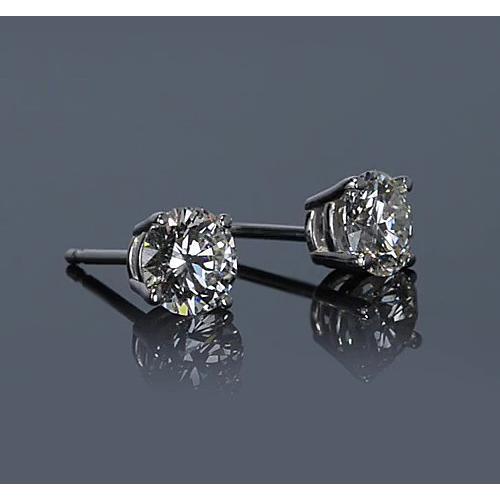 Four Prong Diamond Stud Earring 1.30 Carats White Gold 14K Jewelry - Stud Earrings-harrychadent.ca