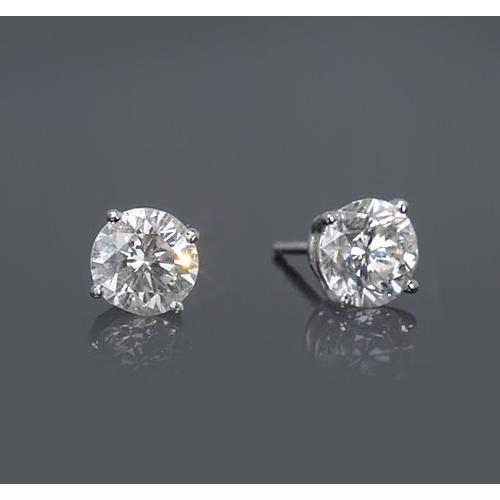 Four Prong Setting Round Diamond Stud Earring 1.50 Carats - Stud Earrings-harrychadent.ca