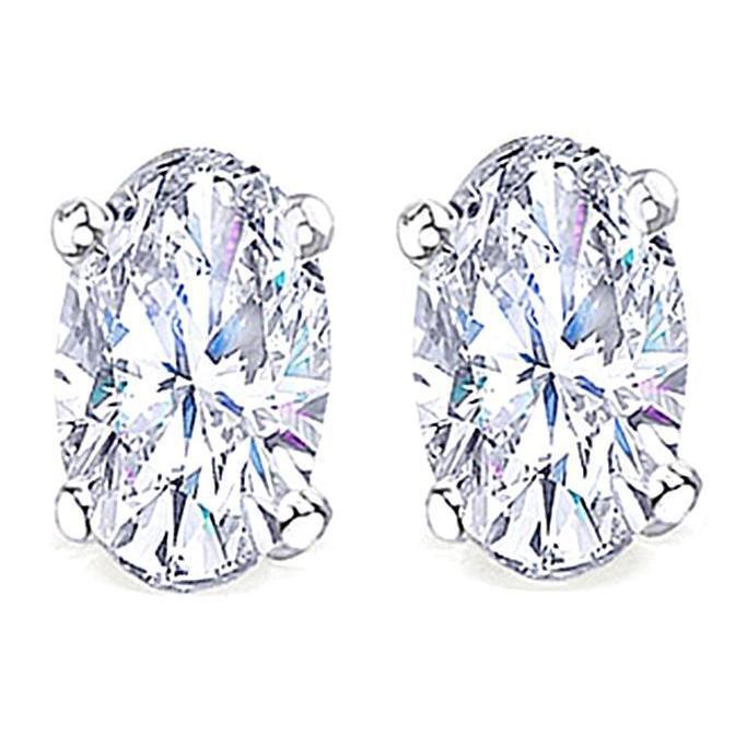 Oval Cut Diamond Studs Earring 2.02 Carats G Si1 White Gold - Stud Earrings-harrychadent.ca