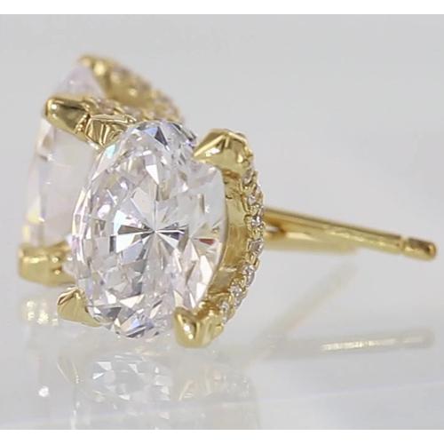 Oval Diamond Studs 2 Carats Yellow Gold - Stud Earrings-harrychadent.ca
