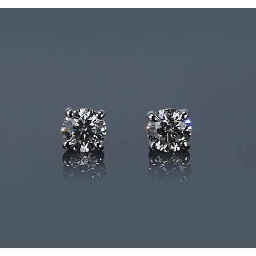 Prong Round Diamond Stud Earring 1 Carat White Gold 14K - Stud Earrings-harrychadent.ca