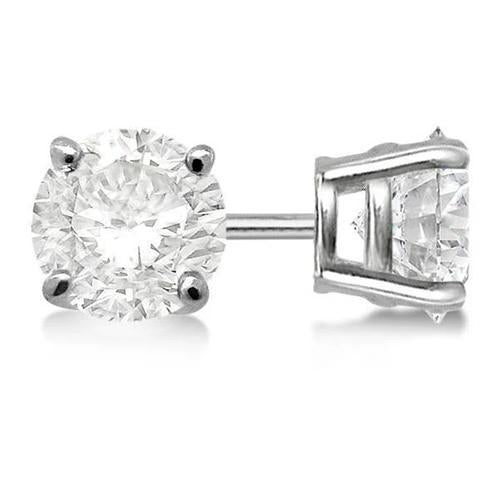 Round Diamond Ladies Stud Earring 2 Carats White Gold - Stud Earrings-harrychadent.ca
