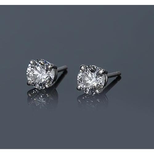 Round Diamond Stud Earring 1 Carat Four Prong White Gold 14K Jewelry - Stud Earrings-harrychadent.ca
