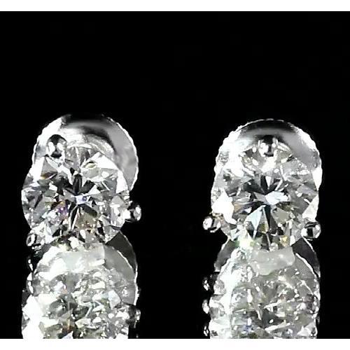 Round Diamond Stud Earring Martini Setting 1.60 Carats White Gold 14K - Stud Earrings-harrychadent.ca