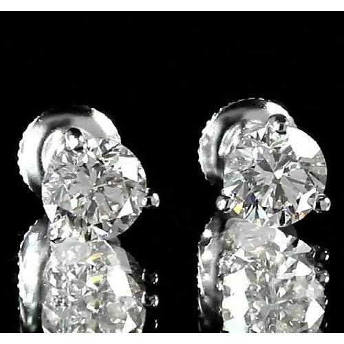 Round Diamond Stud Earring Martini Setting 1.60 Carats White Gold 14K - Stud Earrings-harrychadent.ca