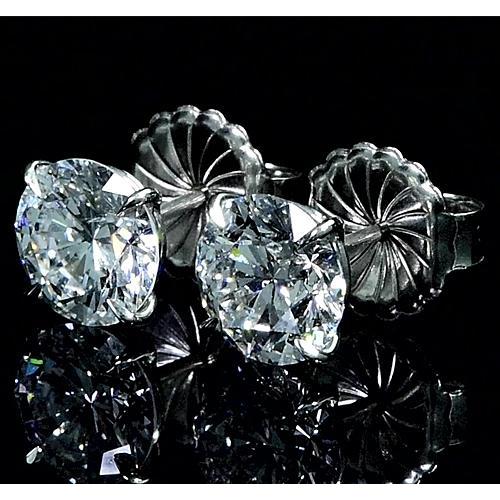 Round Diamond Stud Earrings 2 Carats White Gold 14K - Stud Earrings-harrychadent.ca