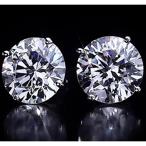 Round Diamond Stud Earrings 4.50 Carats White Gold 14K F Vs1 - Stud Earrings-harrychadent.ca