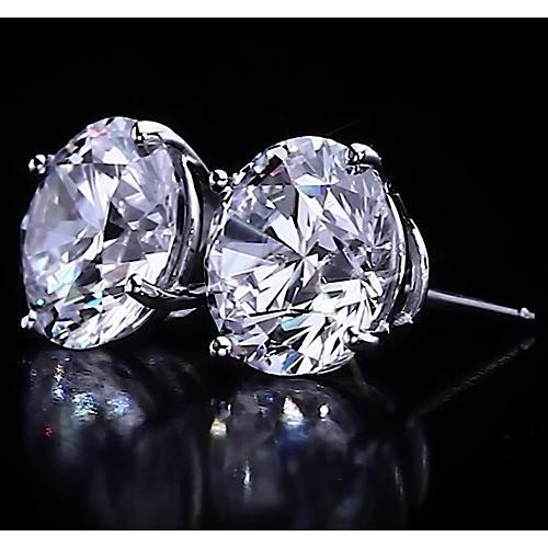 Round Diamond Stud Earrings 4.50 Carats White Gold 14K F Vs1 - Stud Earrings-harrychadent.ca