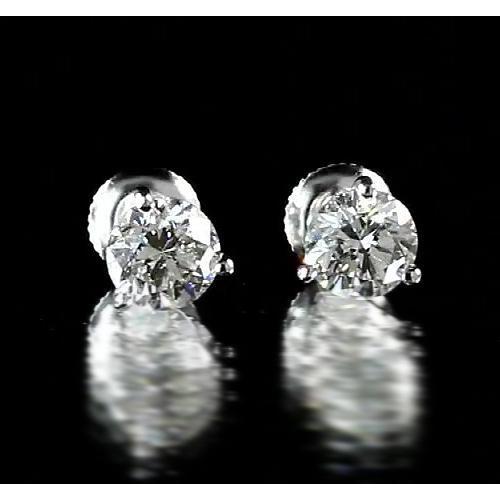 Stud Earring Martini Set Round Diamond White Gold 14K - Stud Earrings-harrychadent.ca