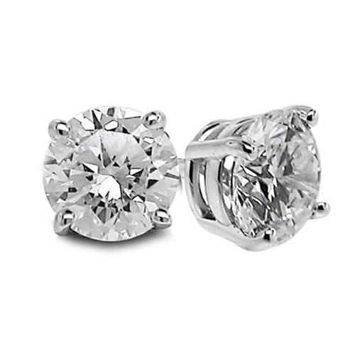 Stud Women Earring White Gold 14K Prong Set Round Diamond 1.90 Ct. - Stud Earrings-harrychadent.ca