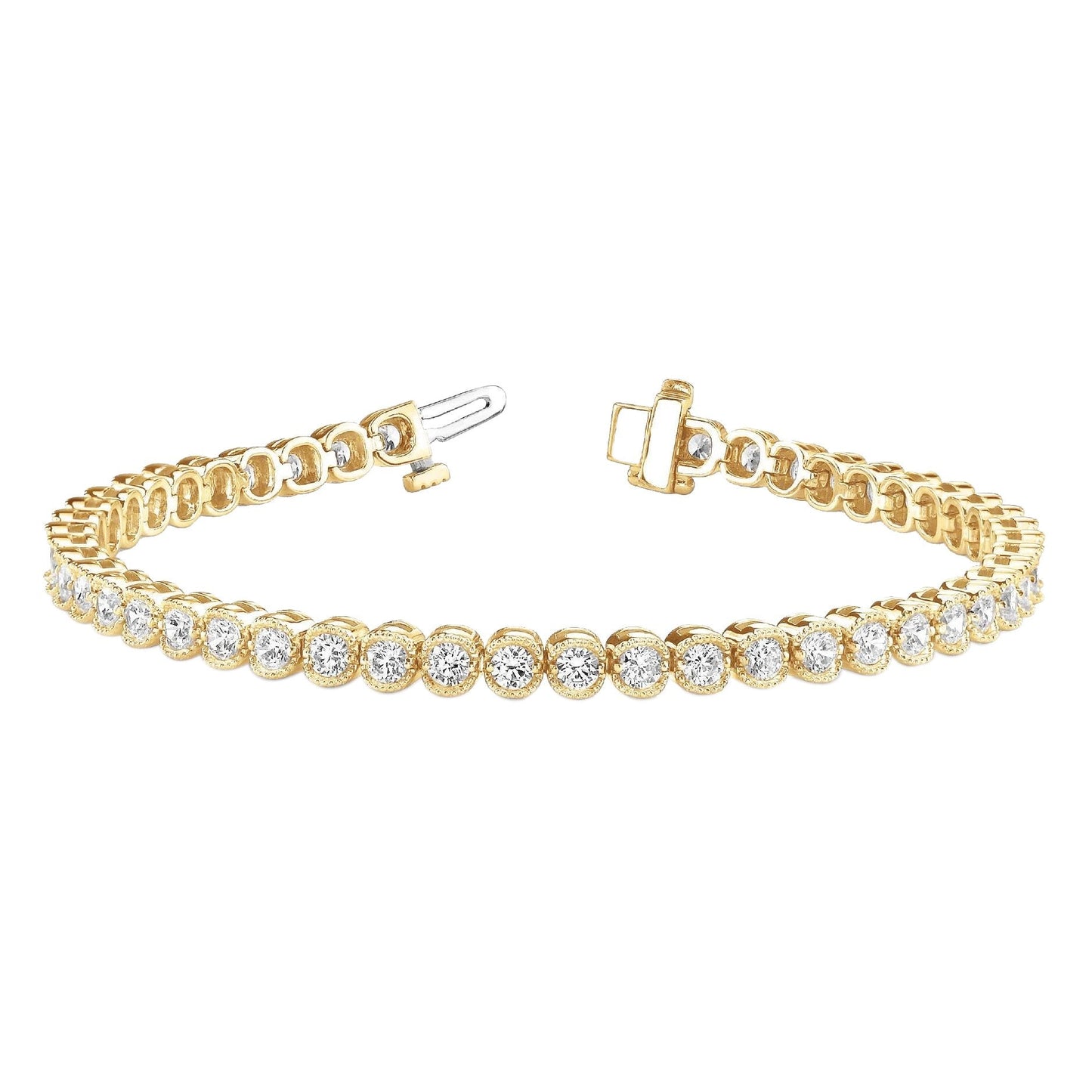5.06 Carats Diamond Milgrain Tennis Bracelet Yellow Gold 14K - Tennis Bracelet-harrychadent.ca