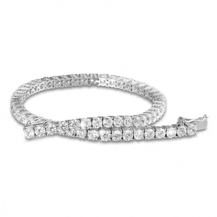 Round Diamond Tennis Bracelet 3.60 Carat White Gold 14K - Tennis Bracelet-harrychadent.ca