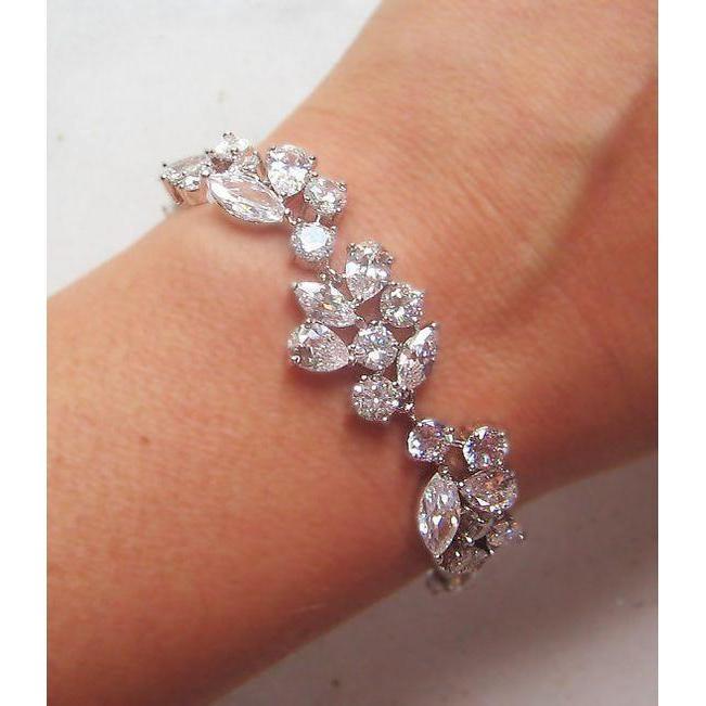Round, Pear & Marquise Diamond 12 Carats Ladies Bracelet - Tennis Bracelet-harrychadent.ca