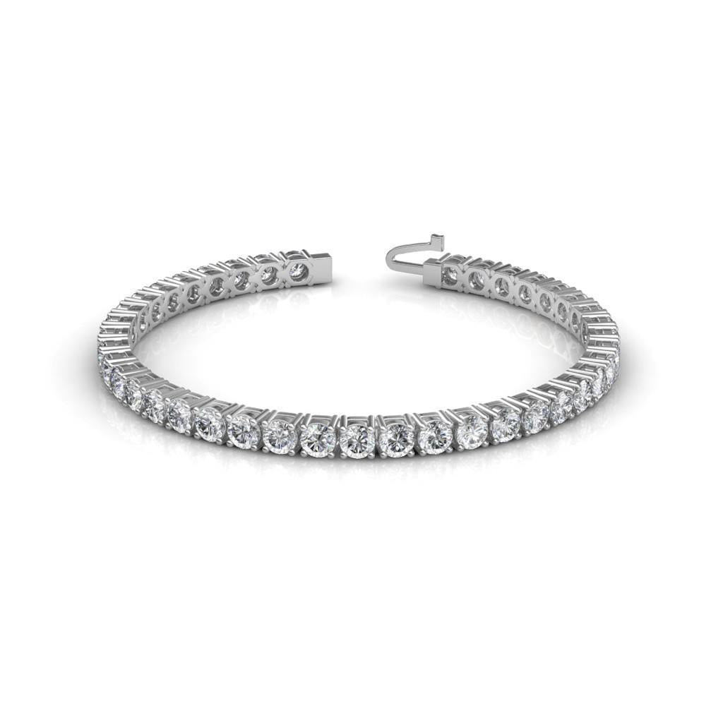 Women Solid White Gold 14K Round Lab Grown Diamond Tennis Bracelet 12 Carats - Tennis Bracelet-harrychadent.ca