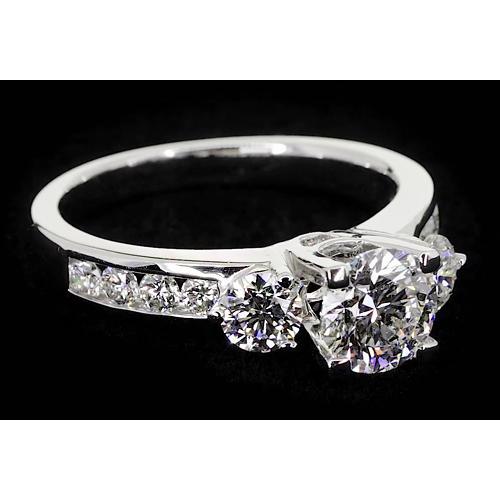 2.75 Carats Three Stone Ring Channel Set Round Diamond Jewelry - Three Stone Ring-harrychadent.ca