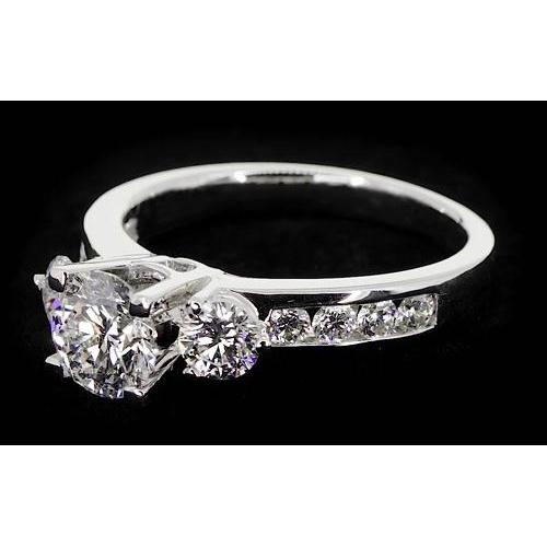 2.75 Carats Three Stone Ring Channel Set Round Diamond Jewelry - Three Stone Ring-harrychadent.ca