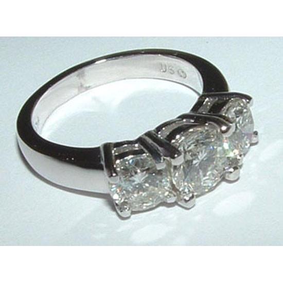 3.01 Carats Ideal Cut Genuine Three Stone Diamond Engagement Ring - Three Stone Ring-harrychadent.ca