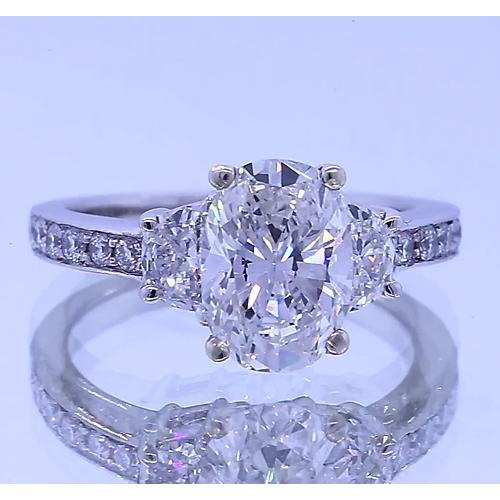 3.50 Carats Oval 4 Diamond Anniversary Ring 3 Stone White Gold 14K - Three Stone Ring-harrychadent.ca