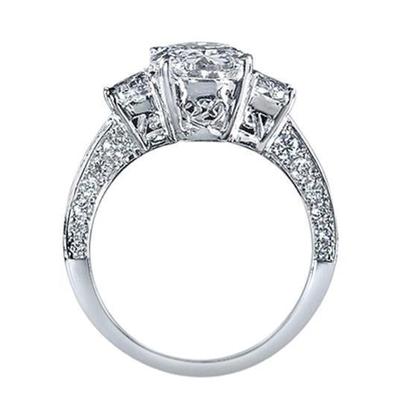 4.51 Carat Oval Diamond Three Stone Style Engagement Ring White Gold - Three Stone Ring-harrychadent.ca