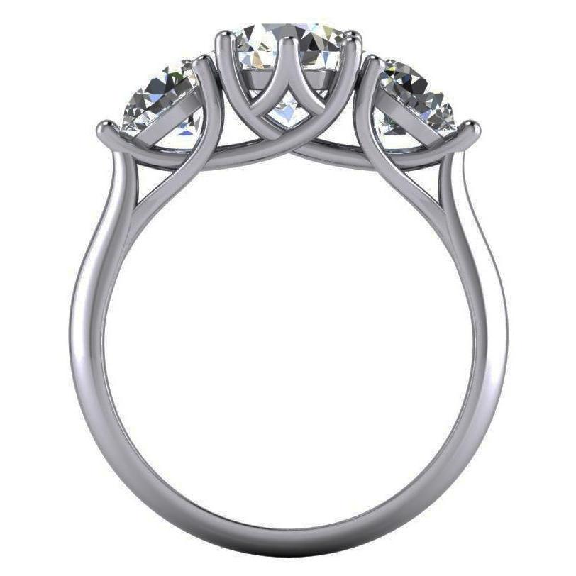 4.51 Carats Round 3 Stone Diamond Engagement Ring Trellis Style - Three Stone Ring-harrychadent.ca