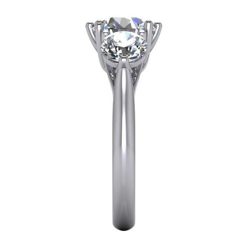 4.51 Carats Round 3 Stone Diamond Engagement Ring Trellis Style - Three Stone Ring-harrychadent.ca