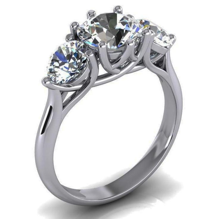 4.51 Carats Round 3 Stone Diamond Engagement Ring Trellis Style - Three Stone Ring-harrychadent.ca