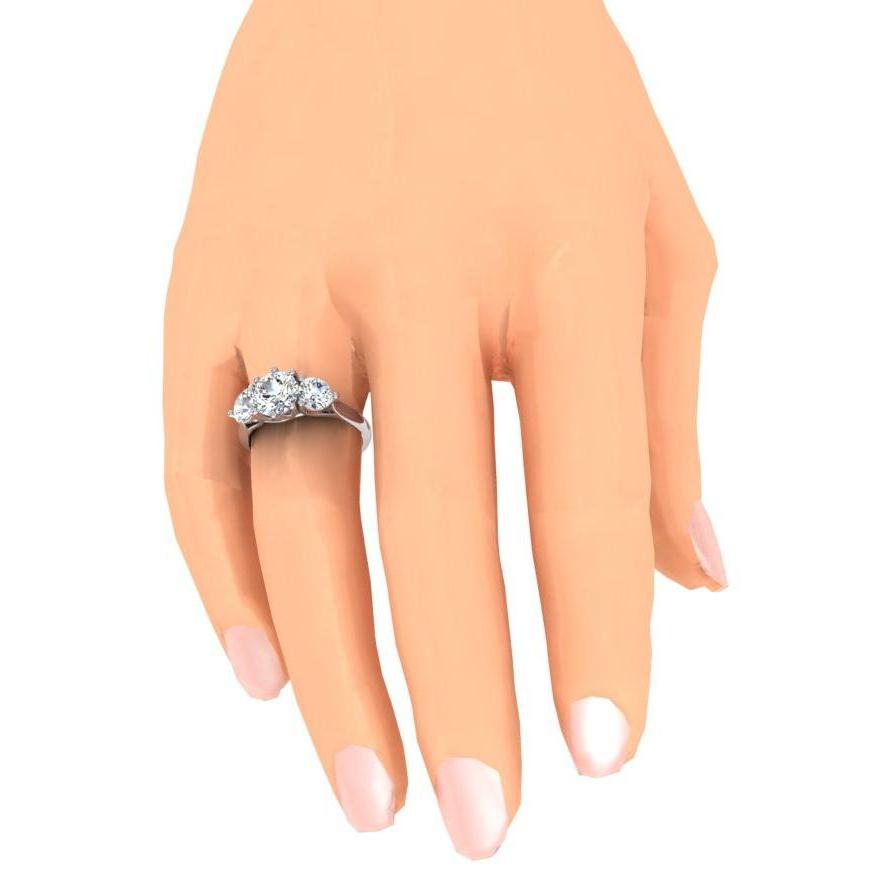 4.51 Carats Round 3 Stone Diamond Engagement Ring Trellis Style - Three Stone Ring-harrychadent.ca