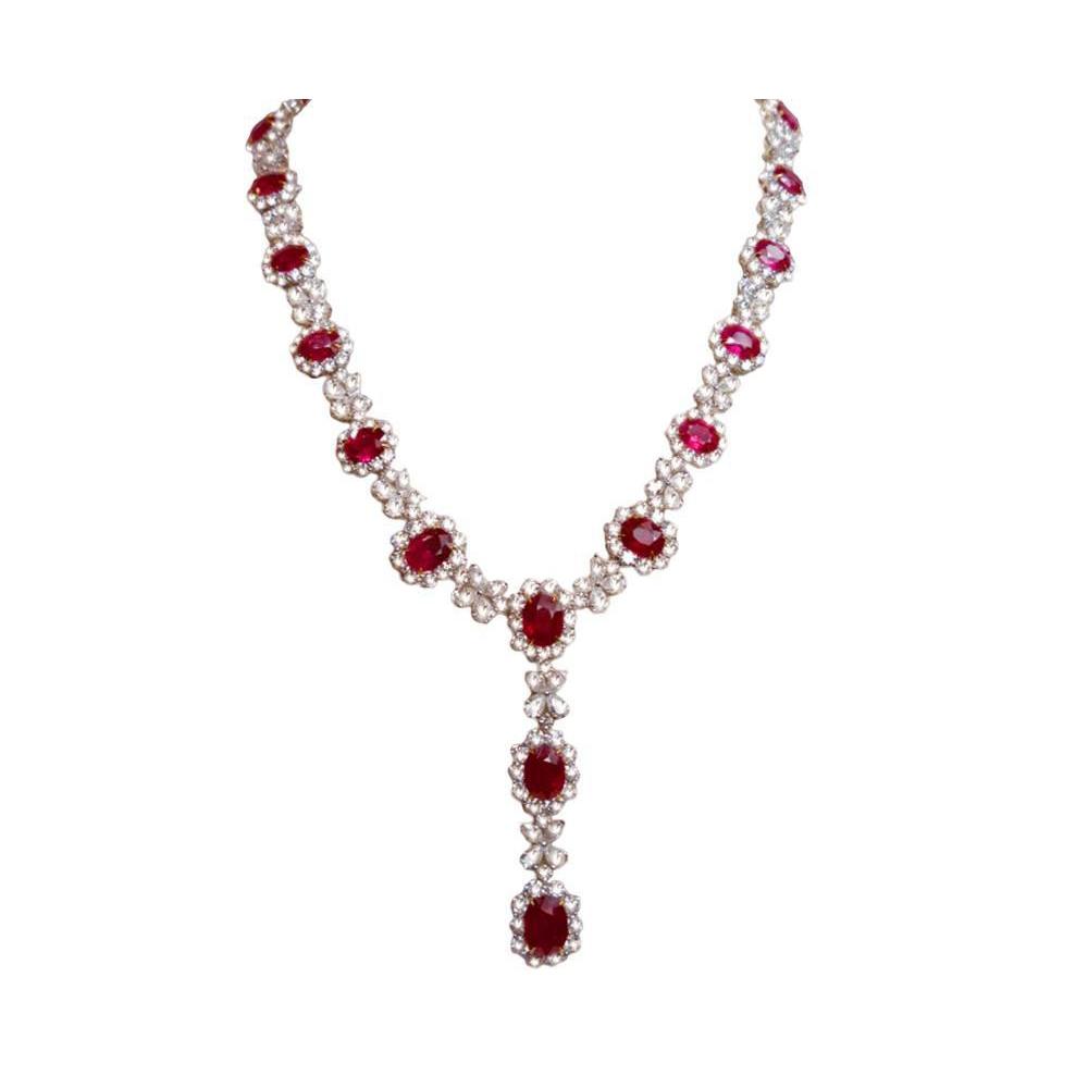 83.01 Carats Platinum Diamonds Ruby Necklace Pendant Bridal Jewelry - -harrychadent.ca