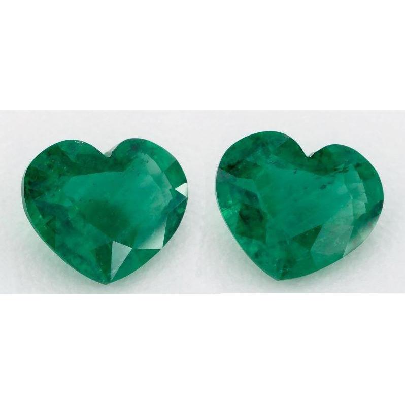 Green Emerald Gemstone Pair Heart Shape 3 Carats Each AAA - Gemstone Loose-harrychadent.ca