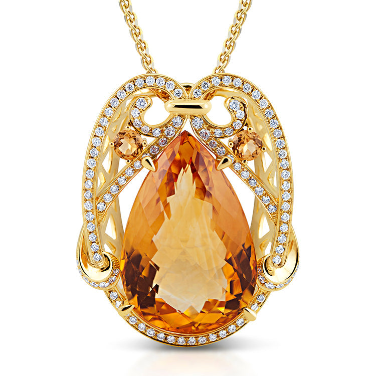 Citrine Diamond Pendant - Gemstone Pendant-harrychadent.ca
