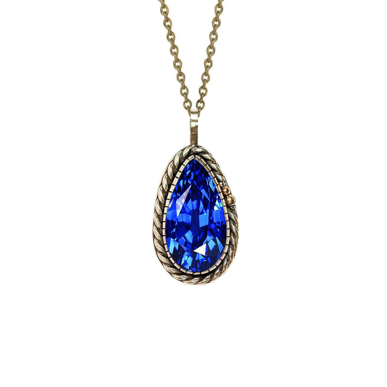 Solitaire Pear Sapphire Pendant 15 Carats - Gemstone Pendant-harrychadent.ca