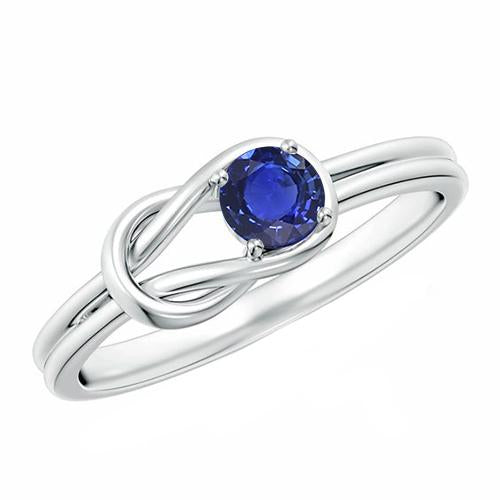 1 Carat Solitaire Blue Sapphire White Gold 14K Fancy Ring Jewelry New - Gemstone Ring-harrychadent.ca