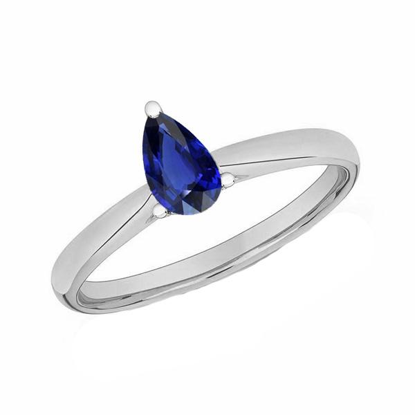 1 Carat Solitaire Pear Deep Blue Sapphire Ring White Gold - Gemstone Ring-harrychadent.ca