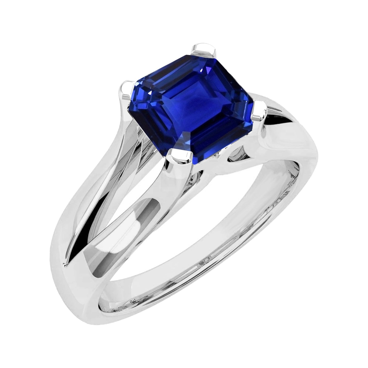 2 Carats Solitaire Ring Split Shank Asscher Cut Srilanka Sapphire - Gemstone Ring-harrychadent.ca
