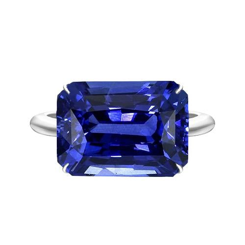 3 Carats Emerald Solitaire Sri Lankan Sapphire Ring White Gold Jewelry - Gemstone Ring-harrychadent.ca
