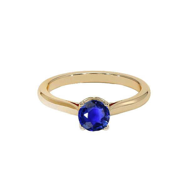 3 Carats Round Solitaire Ring Sri Lankan Sapphire Yellow Gold 14K - Gemstone Ring-harrychadent.ca