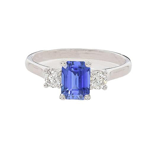 3 Stone Blue Sapphire Emerald & Round Diamond Ring 2.50 Carats - Gemstone Ring-harrychadent.ca