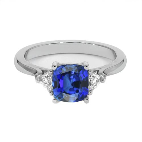 3 Stone Diamond Engagement Ring With One Blue Sapphire 2.75 Carats New - Gemstone Ring-harrychadent.ca