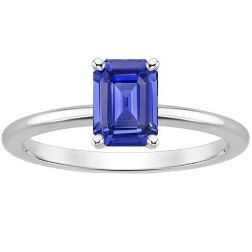 Anniversary Solitaire Ring Emerald Ceylon Sapphire 3 Carats - Gemstone Ring-harrychadent.ca