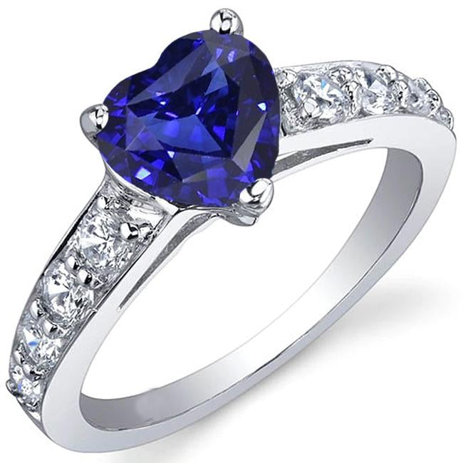Blue Sapphire Gemstone Ring Heart Cut 3.50 Carats Prong Set Jewelry - Gemstone Ring-harrychadent.ca