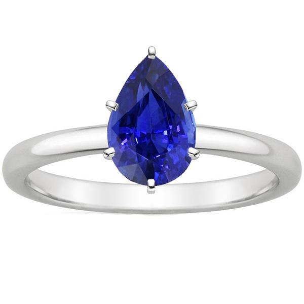 Blue Sapphire Solitaire Ring 4 Carats Gemstone White Gold 14K - Gemstone Ring-harrychadent.ca