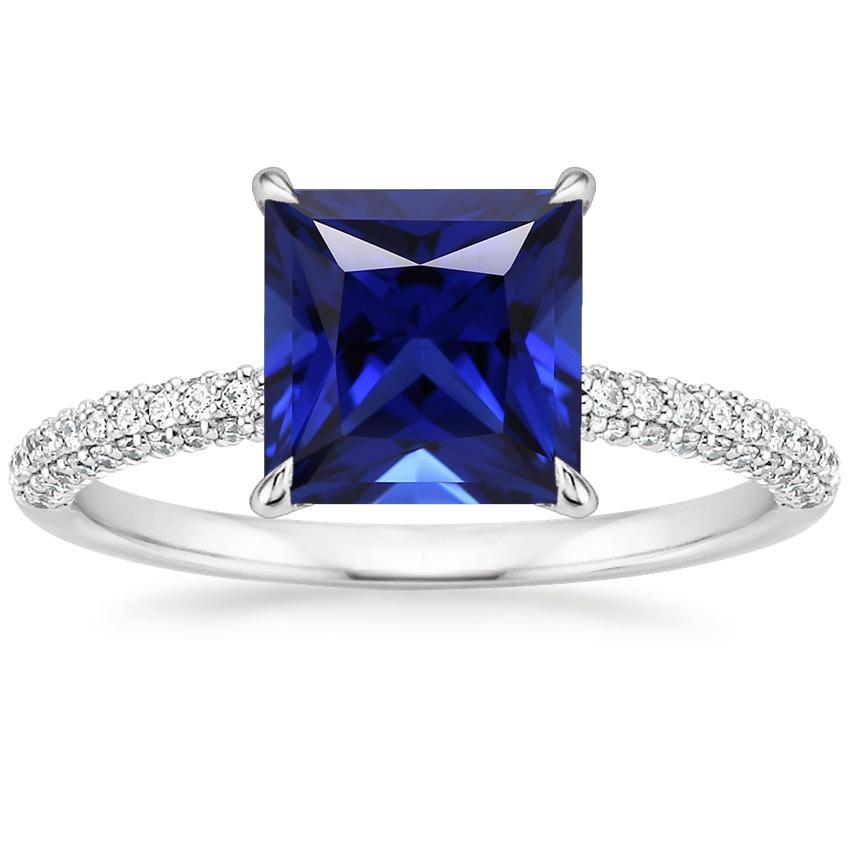 Blue Sapphire Solitaire Ring With Accents Pave Diamond 5.50 Carats - Gemstone Ring-harrychadent.ca
