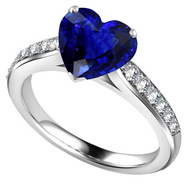 Ceylon Sapphire Diamond Ring 4 Carats Tapered Shank Gemstone Jewelry - Gemstone Ring-harrychadent.ca