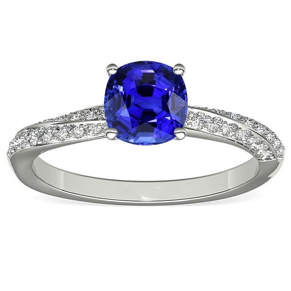 Ceylon Sapphire Gemstone Ring Double Pave Diamonds 3 Carats - Gemstone Ring-harrychadent.ca