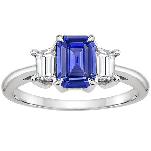 Diamond 3 Stones Ring Emerald Ceylon Sapphire & Diamond 3.50 Carats - Gemstone Ring-harrychadent.ca