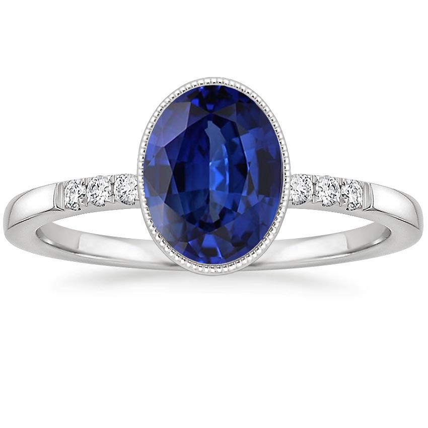 Diamond Anniversary Ring Bezel Set Ceylon Sapphire 3.50 Carats - Gemstone Ring-harrychadent.ca